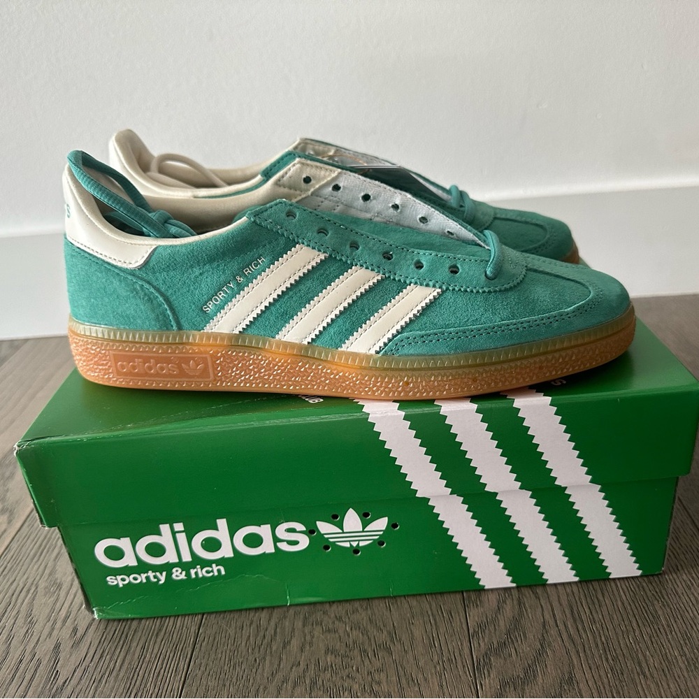 Sporty & Rich x Adidas Handball Spezial in teal size 6.5US